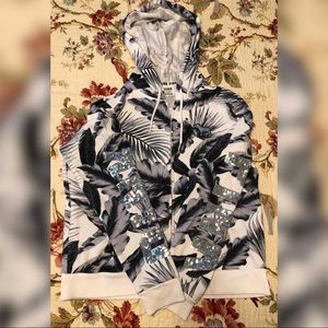 Pink BLING, tropical zip-up hoodie 🌴